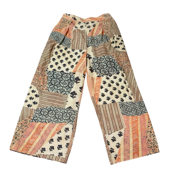 Free People Women’s Block Party Summer 1pc Patchwork Print Pants Size Medium - Picture 2 of 9